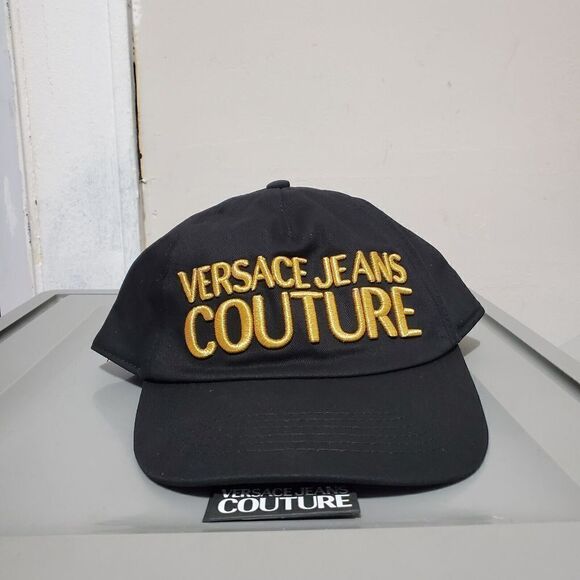Versace Jeans Couture Mens Gold Logo Strap Back Baseball Hat Black / Gol… - Picture 1 of 14